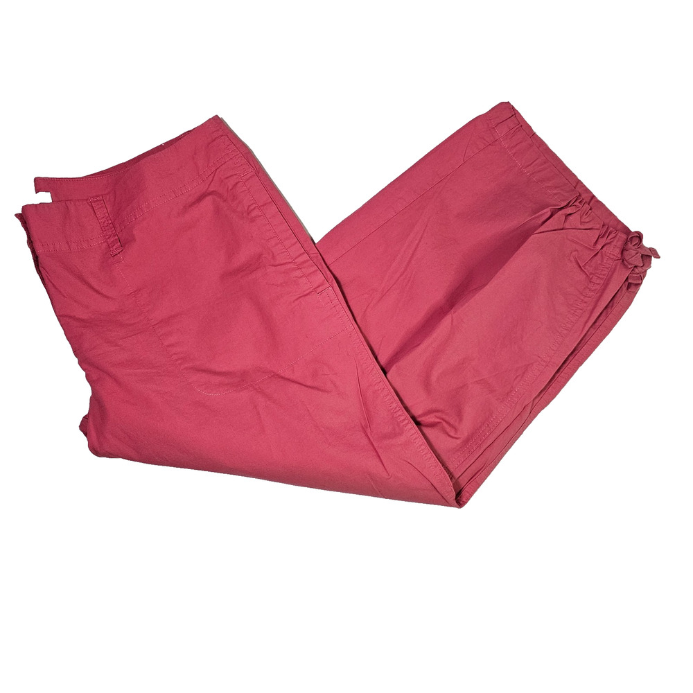 Liz & Co Women's Capris Size 14 Stretch Coral Tie at Hem Pockets Casual Summer